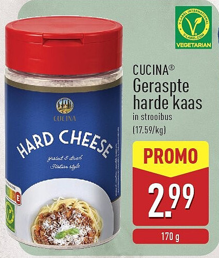 Geraspte harde kaas