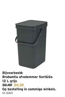 Brabantia afvalemmer Sort&Go 12 L grijs
