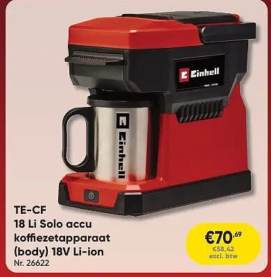 TE-CF 18 Li Solo accu koffiezetapparaat (body) 18V Li-ion Nr. 26622