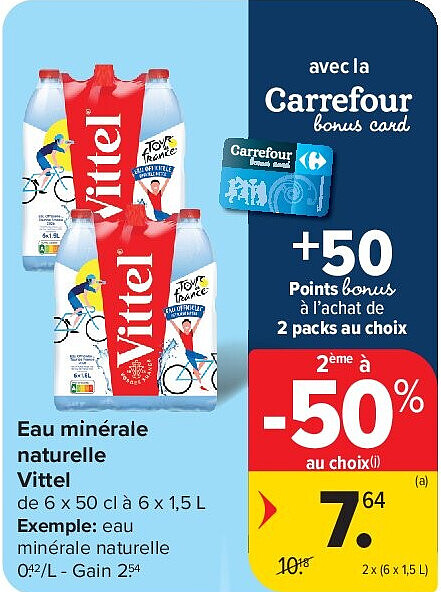 Eau minérale naturelle Vittel 2 x (6 x 1,5 L)