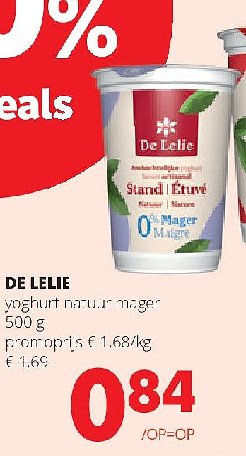 DE LELIE yoghurt natuur mager 500 g