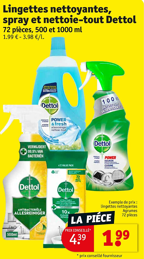 Lingettes nettoyantes, spray et nettoie-tout Dettol