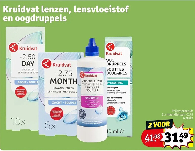 2 x maandlenzen -2.75 6 stuks