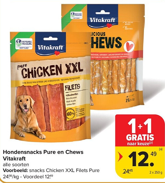 Hondensnacks Pure en Chews Vitakraft