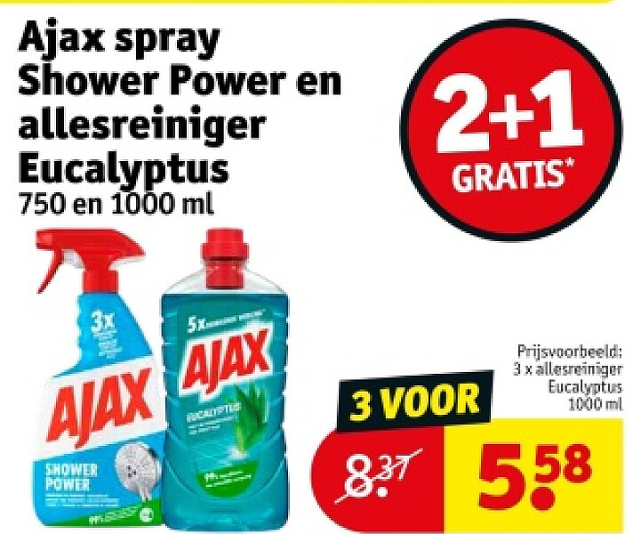 Ajax spray Shower Power en allesreiniger Eucalyptus