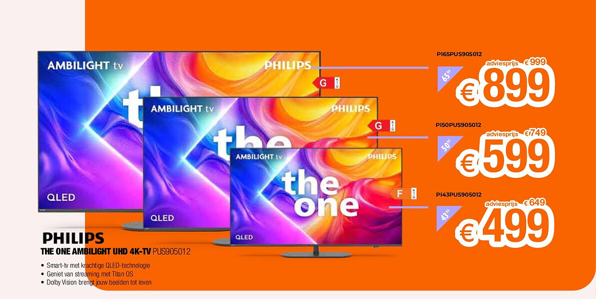Philips THE ONE AMBILIGHT UHD 4K-TV PUS905012