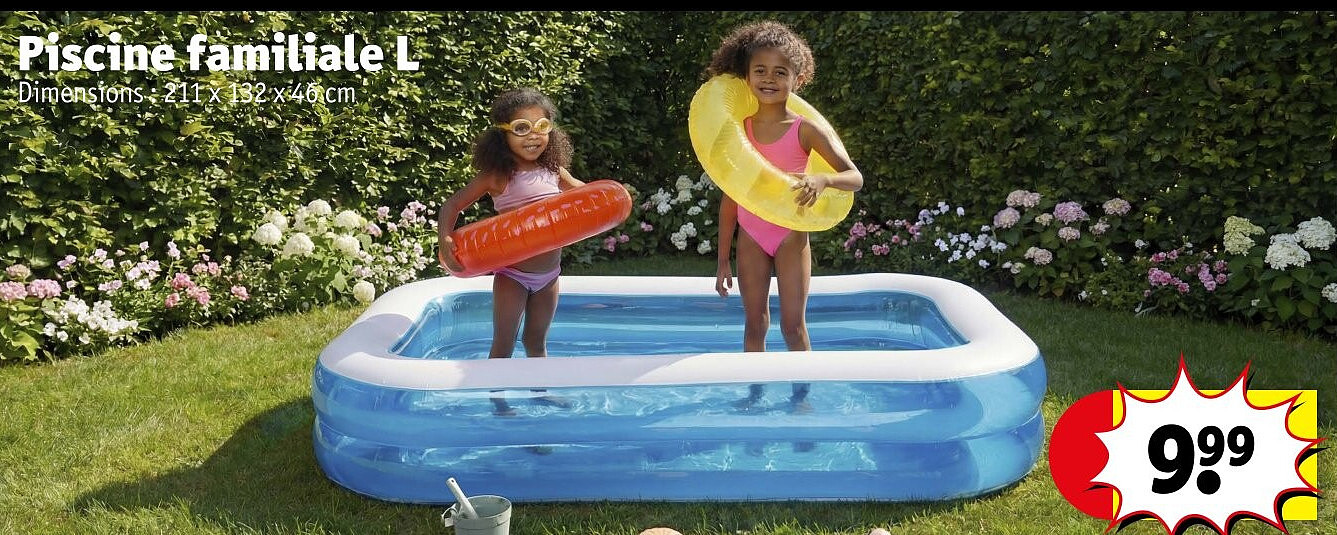 Piscine familiale L 211 x 132 x 46 cm