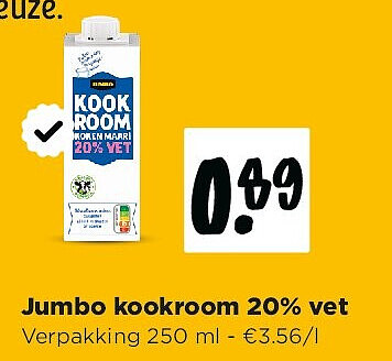 Jumbo kookroom 20% vet