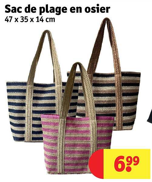 Sac de plage en osier 47 x 35 x 14 cm
