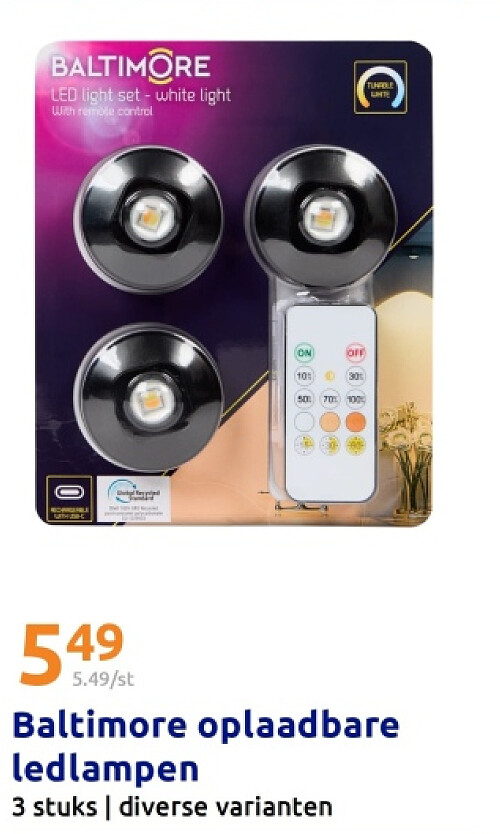 Baltimore oplaadbare ledlampen