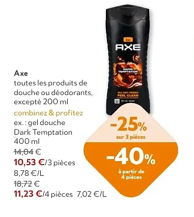 Axe gel douche Dark Temptation 400 ml