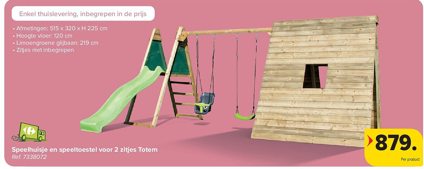 Speelhuisje en speeltoestel voor 2 zitjes Totem