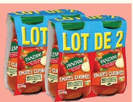 Sauce tomates cuisinées Panzani, lot de 2 x 400 g