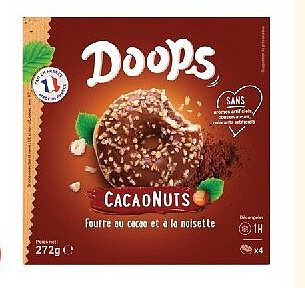 Donuts au cacao et à la noisette surgelés Doops x4, 272 g