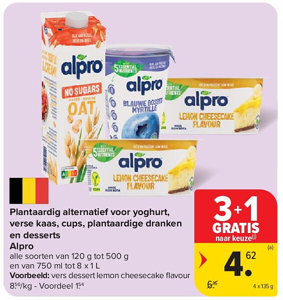 Plantaardig alternatief voor yoghurt, verse kaas, cups, plantaardige dranken en desserts Alpro