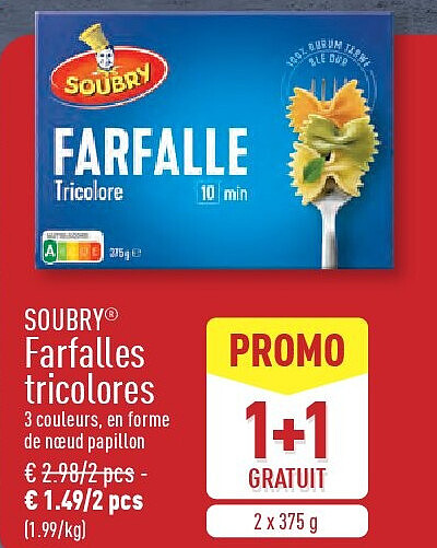 Farfalles tricolores