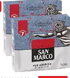 Café moulu pur arabica San Marco 2 x 250 g