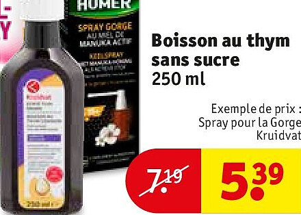 Boisson au thym sans sucre 250 ml