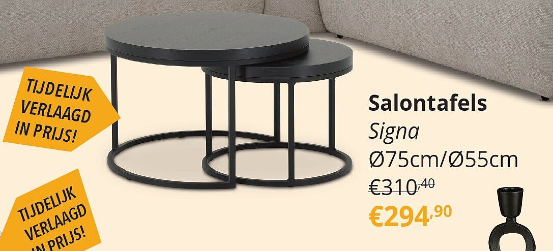 Salontafels Signa Ø75cm/Ø55cm