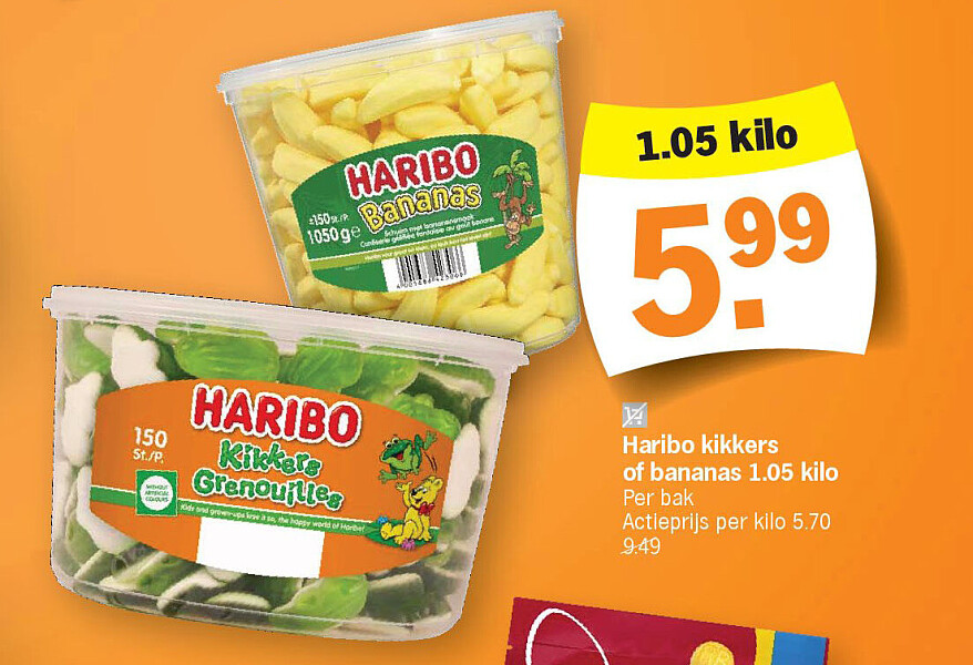 Haribo kikkers of bananas 1.05 kilo