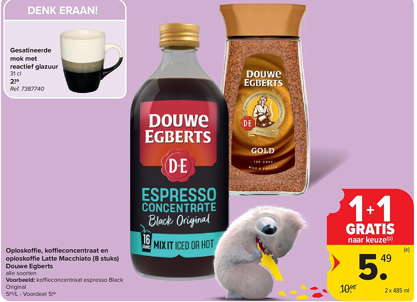Oploskoffie, koffieconcentraat en oploskoffie Latte Macchiato (8 stuks) Douwe Egberts