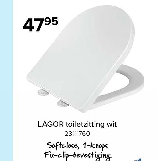 LAGOR toiletzitting wit 28111760 Softclose, 1-knops Fix-clip-bevestiging