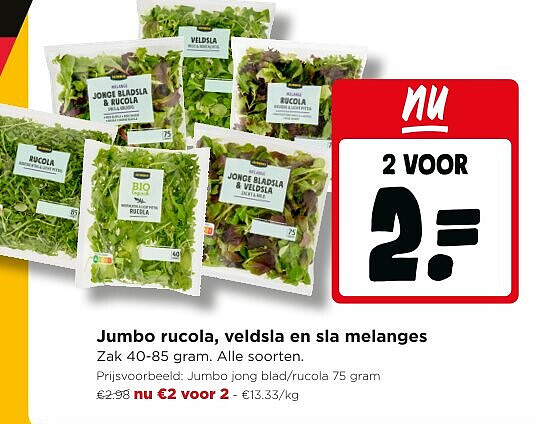 Jumbo rucola, veldsla en sla melanges