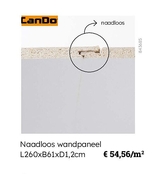 Naadloos wandpaneel L260xB61xD1,2cm