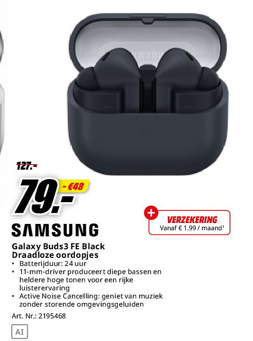 Samsung Galaxy Buds3 FE Black Draadloze oordopjes
