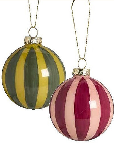 Kerstbal glas streep