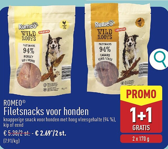 Filetsnacks voor honden