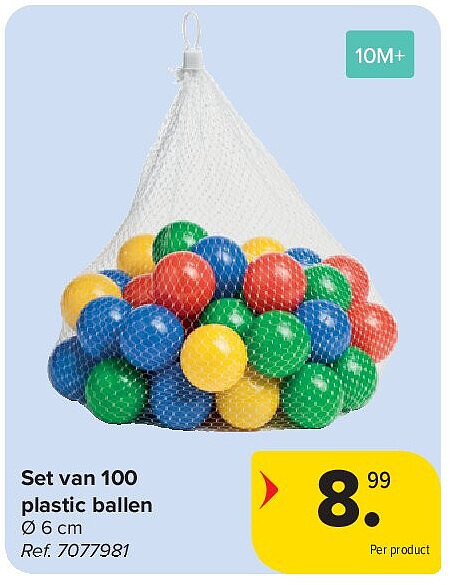 Set van 100 plastic ballen
