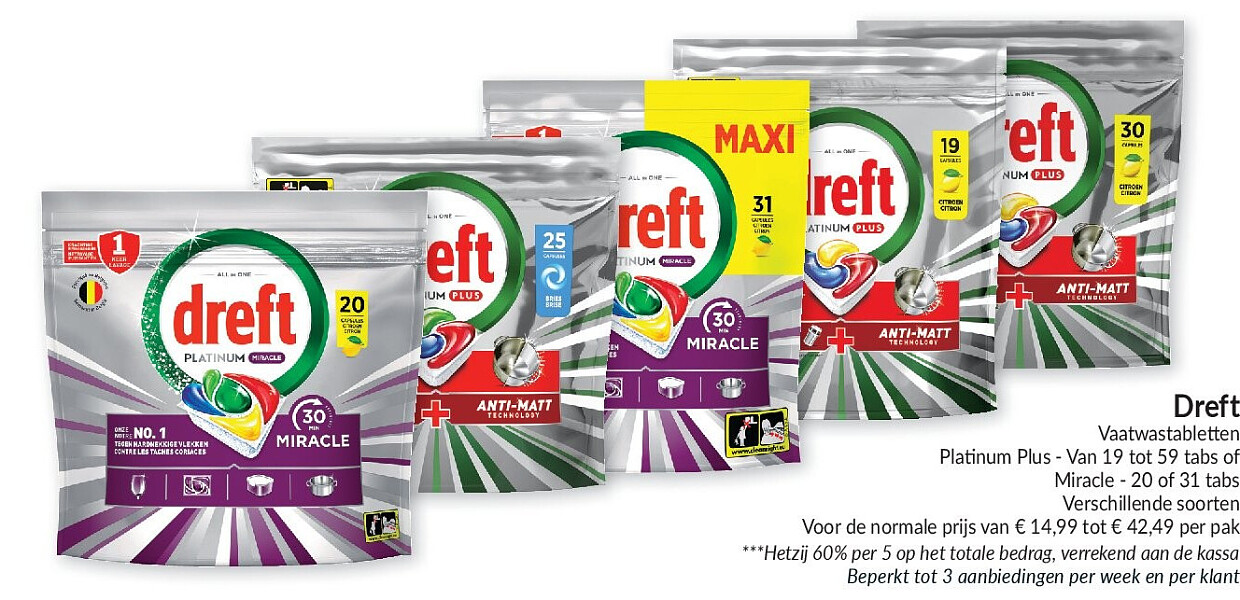 Dreft Platinum Plus vaatwastabletten