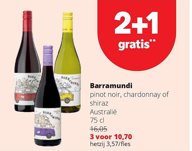 Barramundi pinot noir, chardonnay of shiraz Australië 75 cl