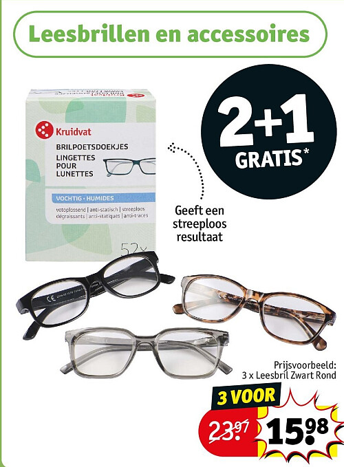 3 x Leesbril Zwart Rond
