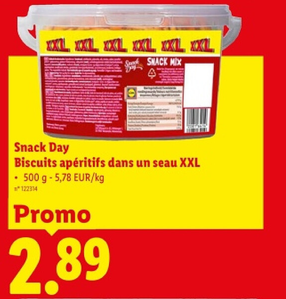 Snack Day Biscuits apéritifs dans un seau XXL