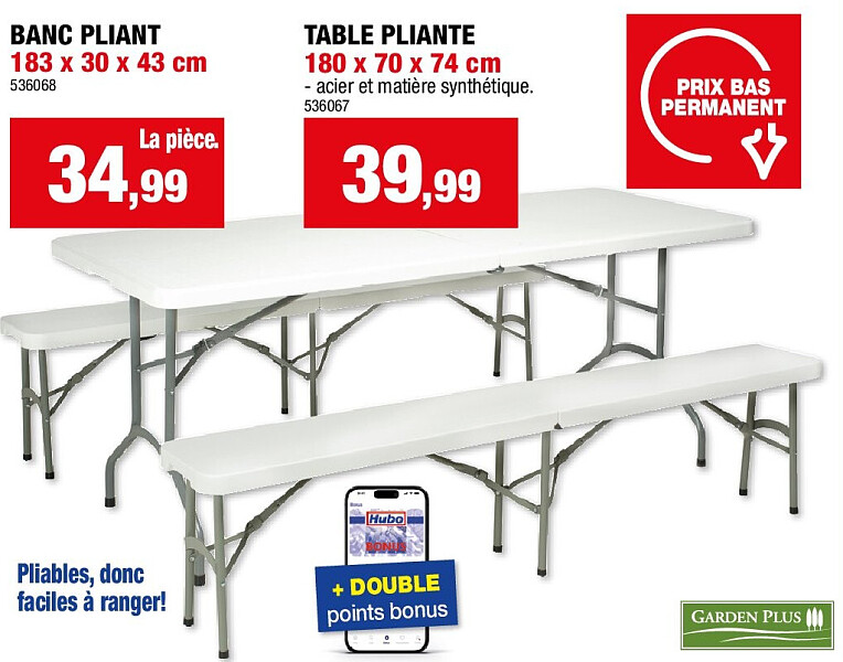 BANC PLIANT 183 x 30 x 43 cm