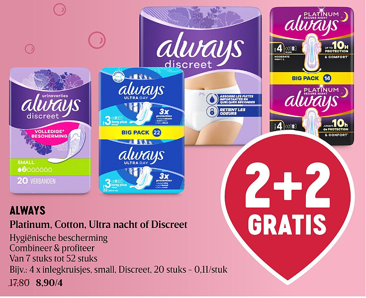 ALWAYS Platinum, Cotton, Ultra nacht of Discreet