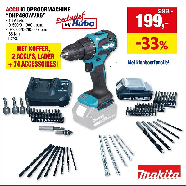 ACCU KLOPBOORMACHINE “DHP490WVX6”
