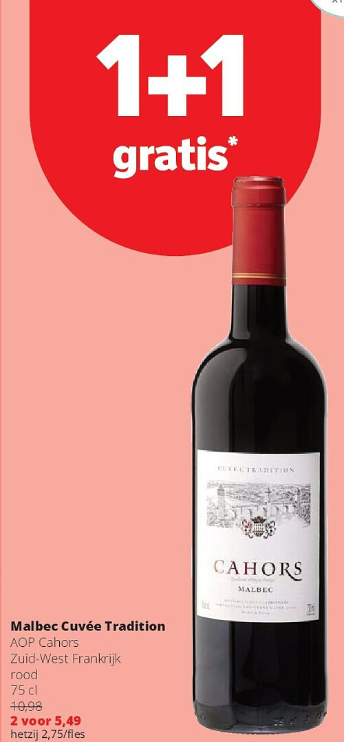 Malbec Cuvée Tradition AOP Cahors Zuid-West Frankrijk rood 75 cl