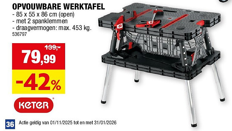 OPVOUWBARE WERKTAFEL