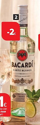 Rum Bacardi en Havana Club en gin Bombay Sapphire