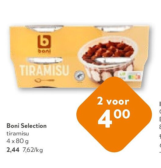 Boni Selection tiramisu 4 x 80 g