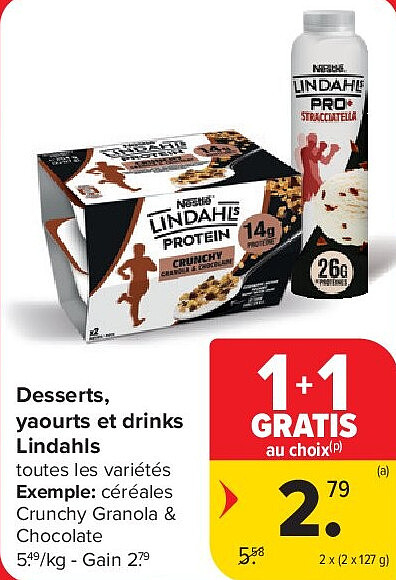 Desserts, yaourts et drinks Lindahls 2 x (2 x 127 g)