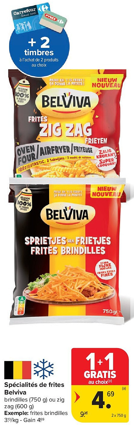 Spécialités de frites Belviva 2 x 750 g
