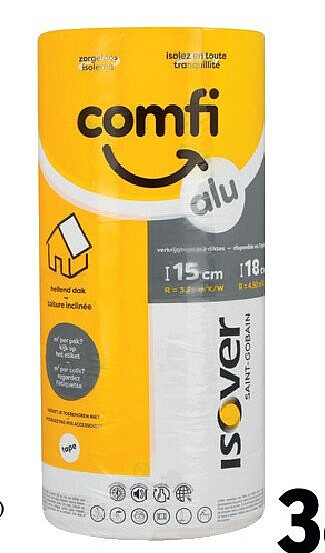 Isover Comfi Alu glaswolrol dikte 18 cm