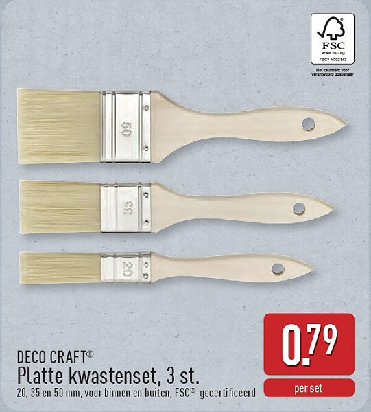 Platte kwastenset, 3st.