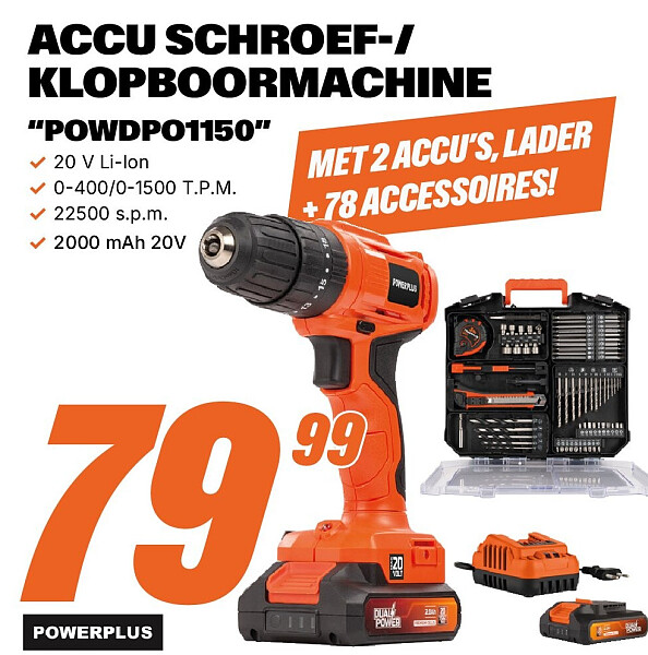 Accu schroef-/klopboormachine POWDP01150