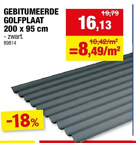 GEBITUMEERDE GOLFPLAAT 200 x 95 cm