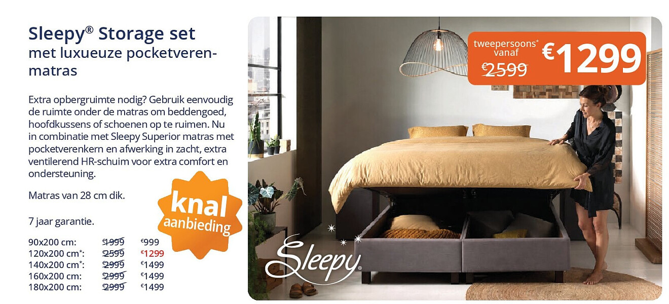 Sleepy ® Storage set met luxueuze pocketverenmatras
